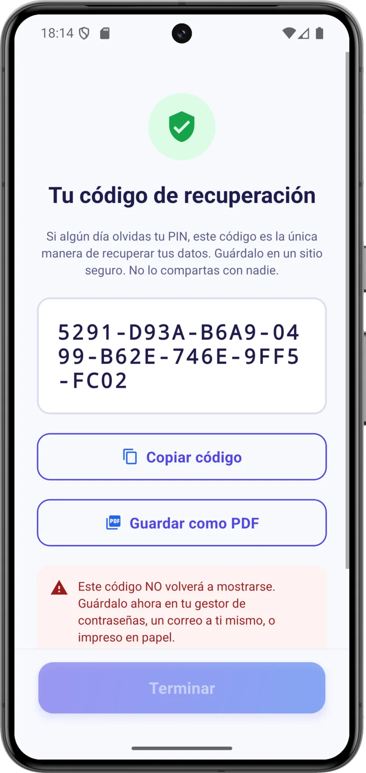 Código de respaldo