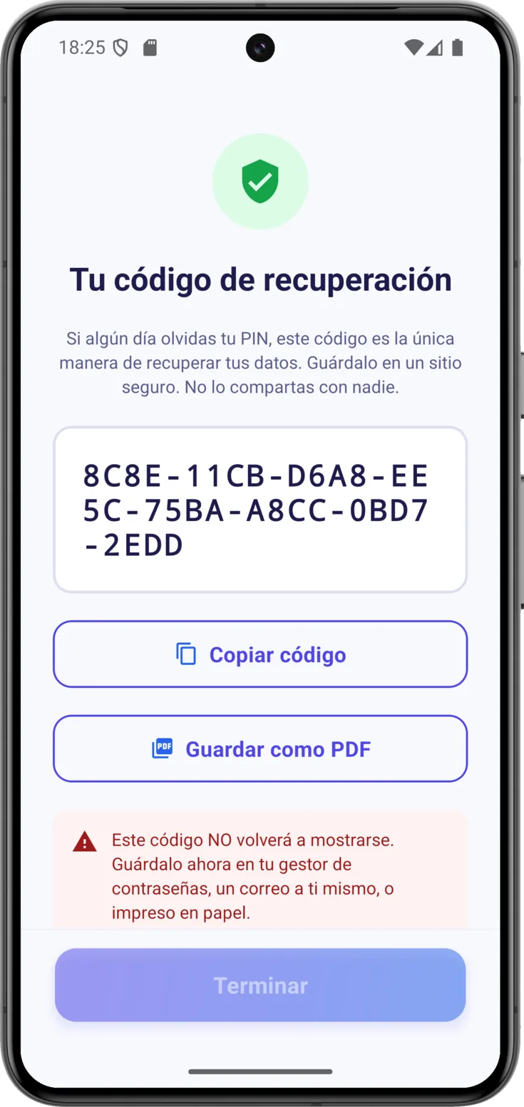 Tu código de recuperación