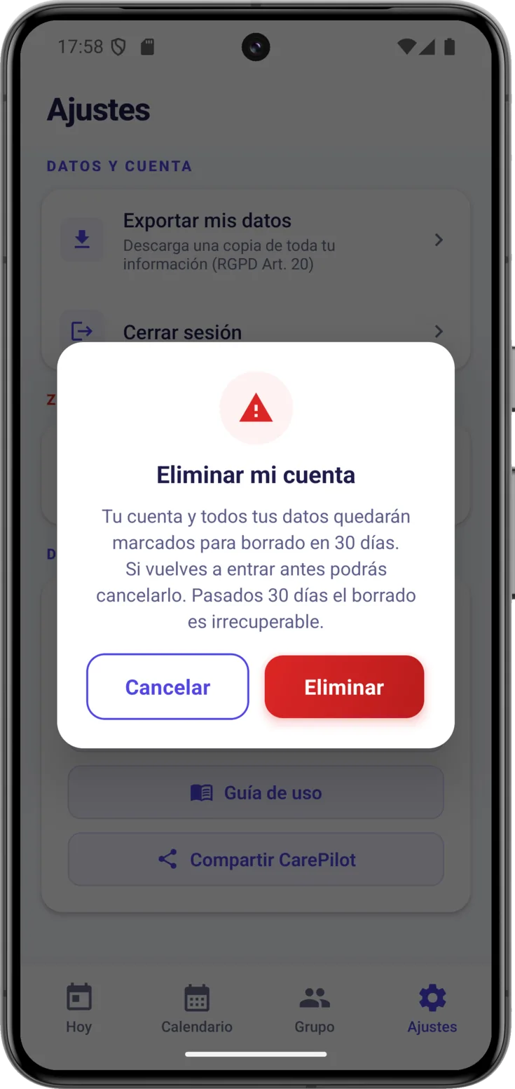 Eliminar mi cuenta