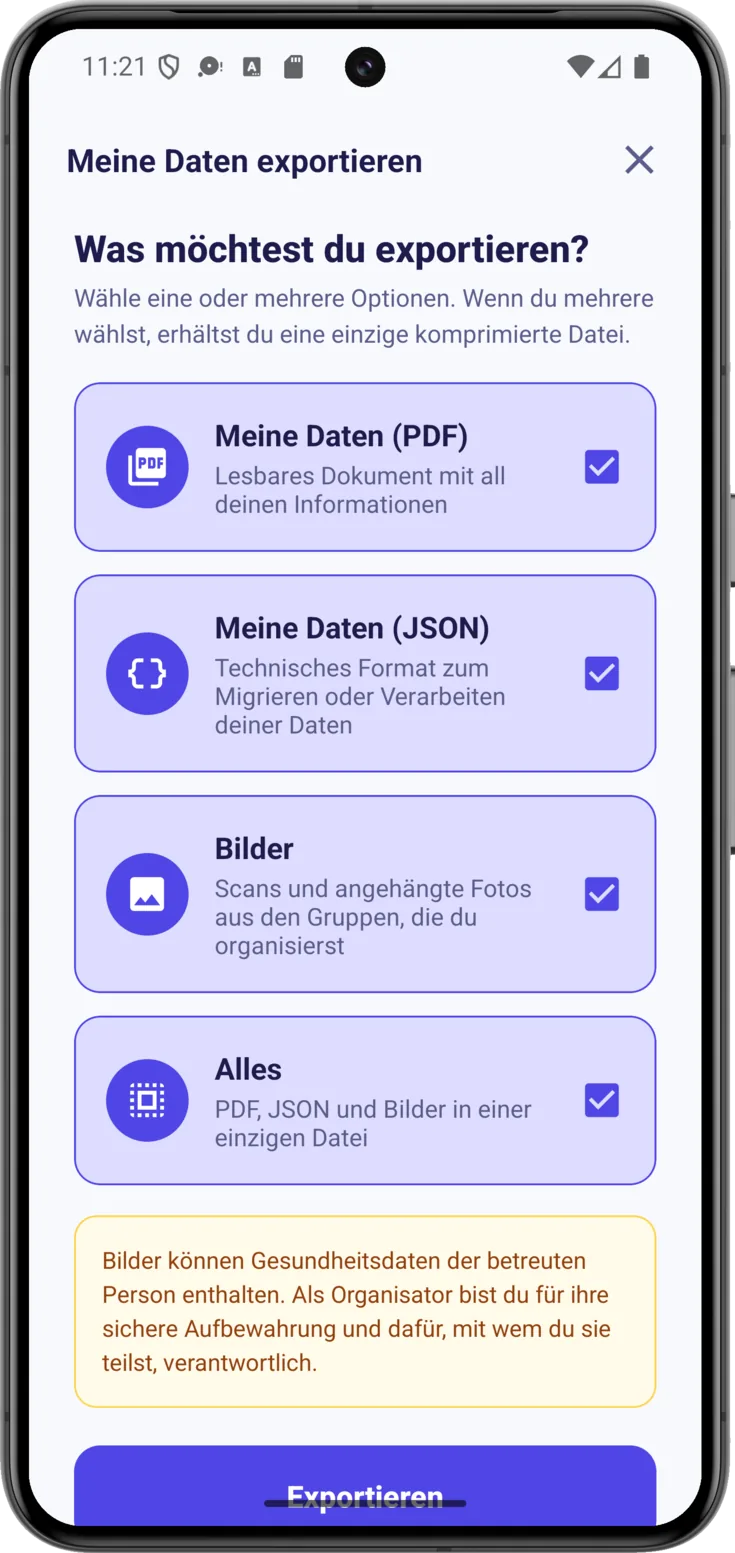 Meine Daten exportieren