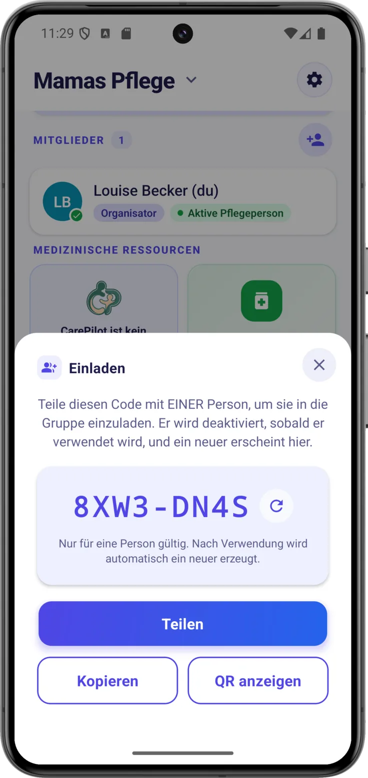 Schaltfläche Einladen