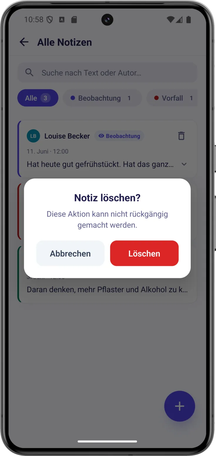 Notiz löschen