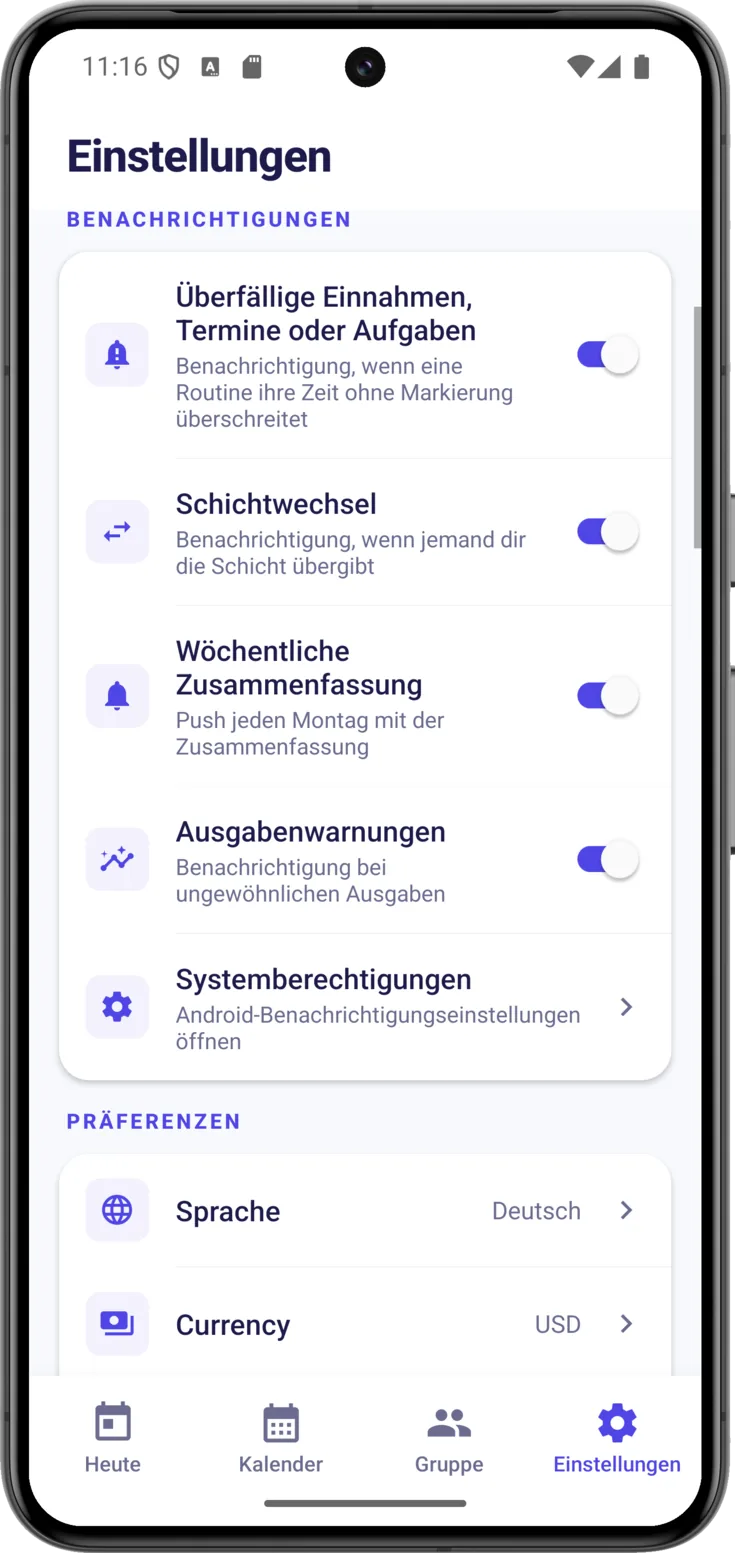 Wöchentliche Zusammenfassung (Push)