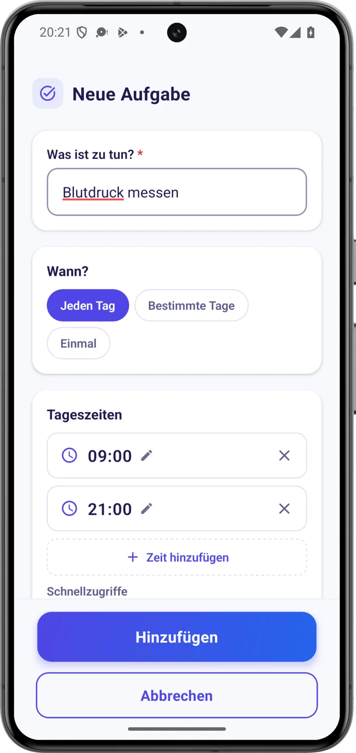 Neue Aufgabe