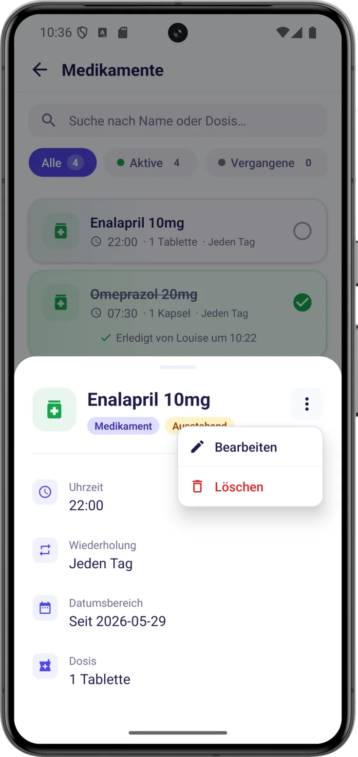Menü der Routine