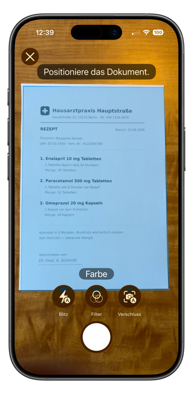 Der Scanner auf dem iPhone