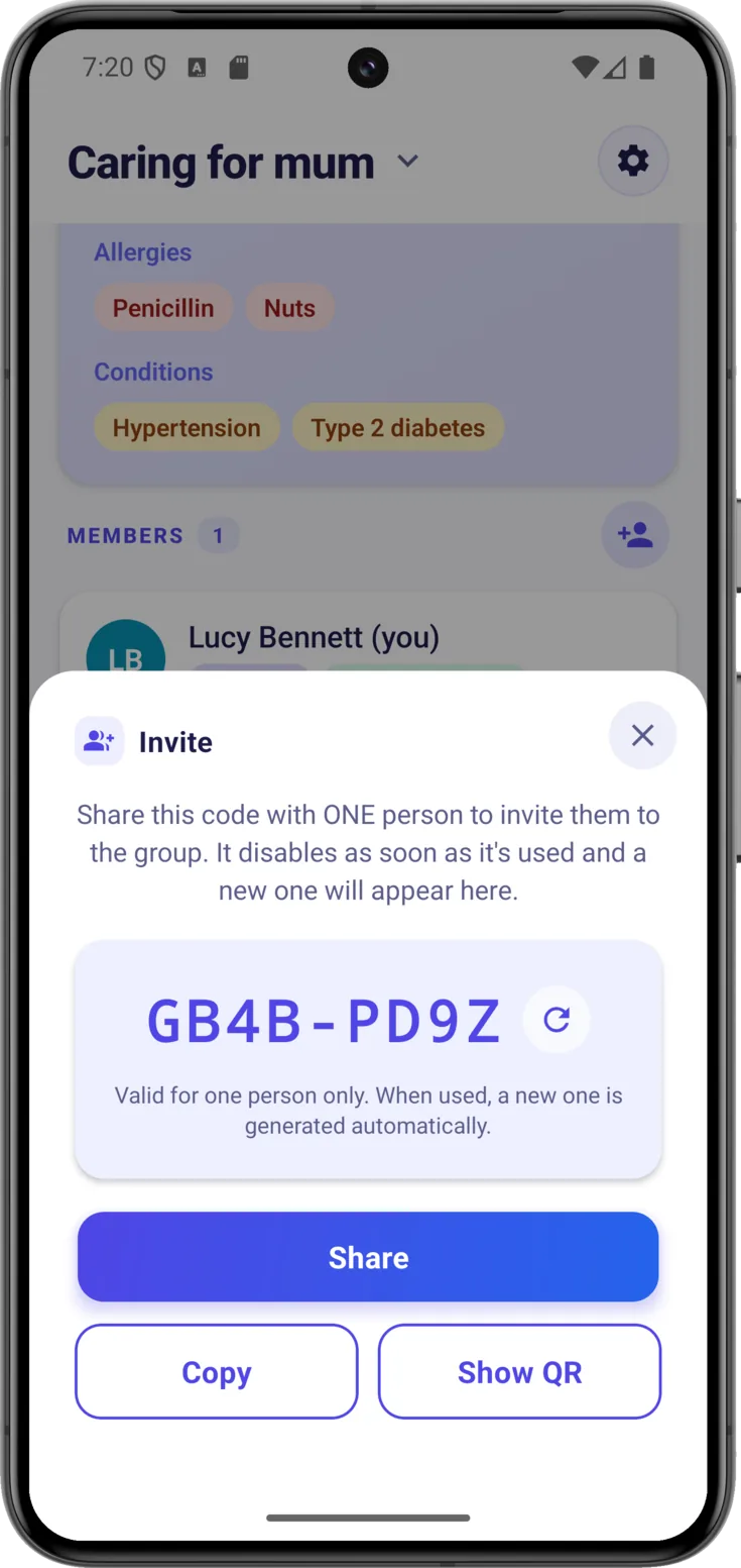 Invite button