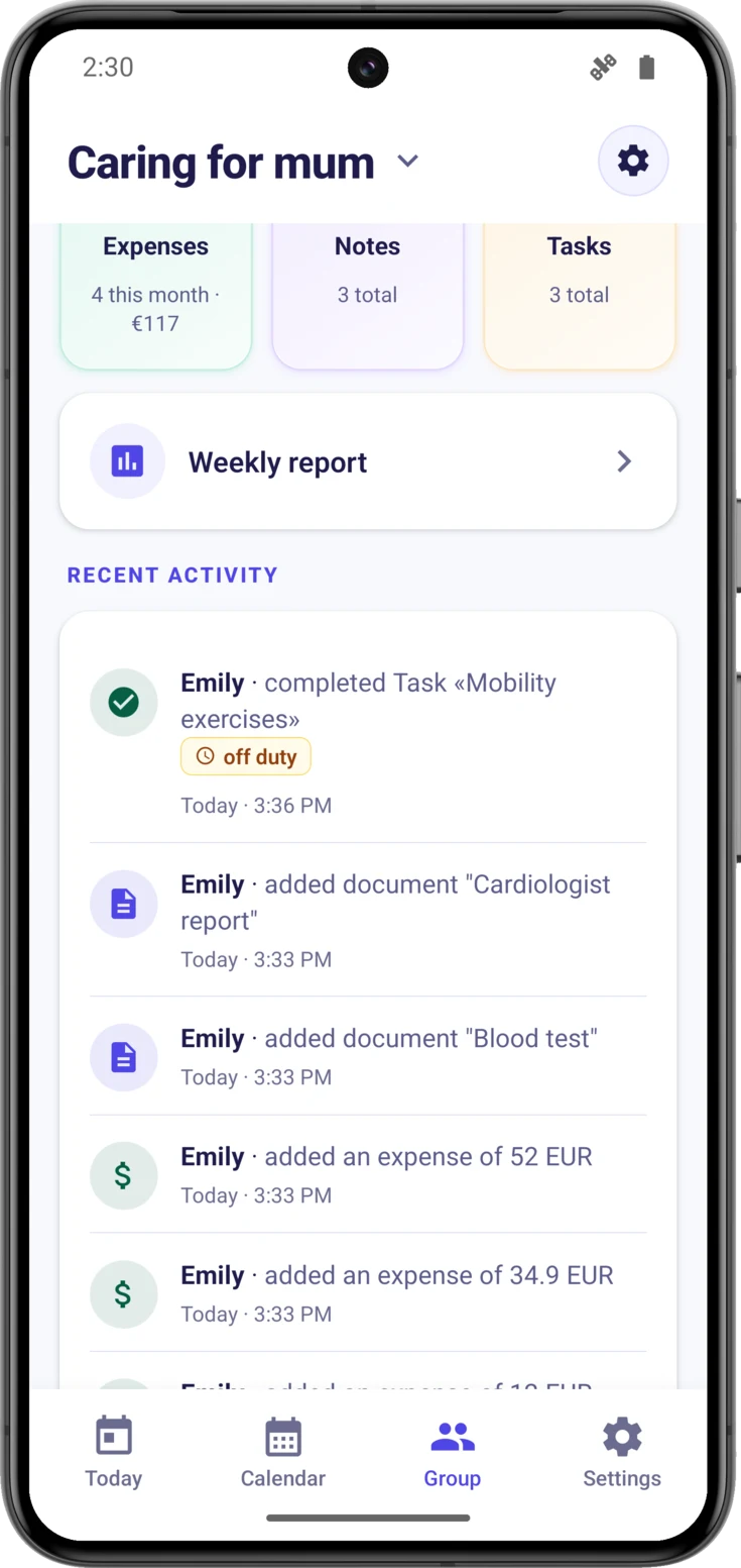 Recent activity