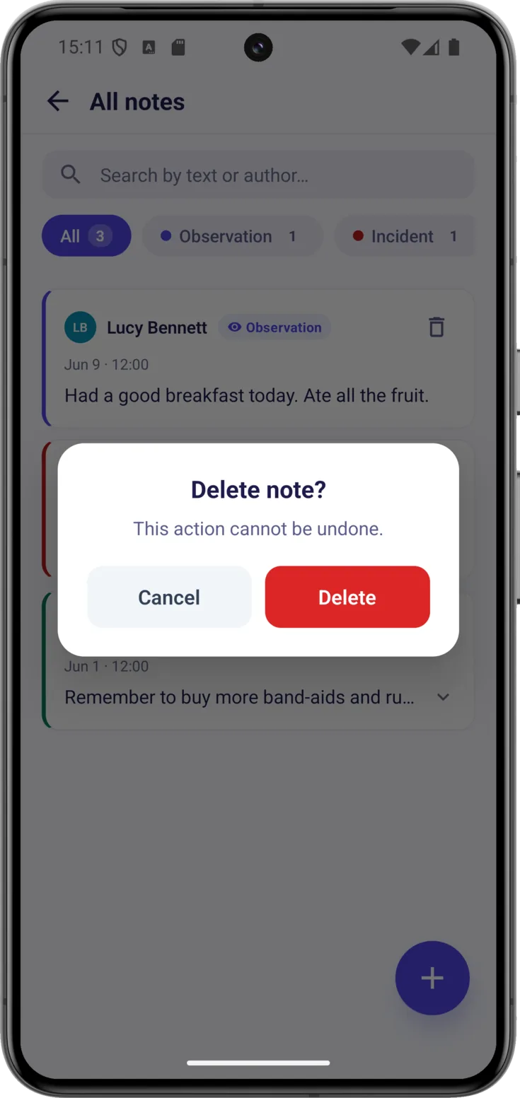 Delete note