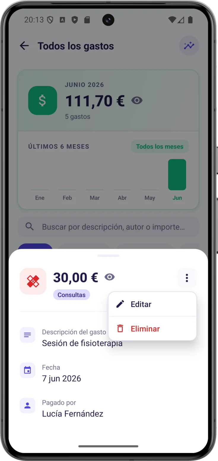Menú del gasto