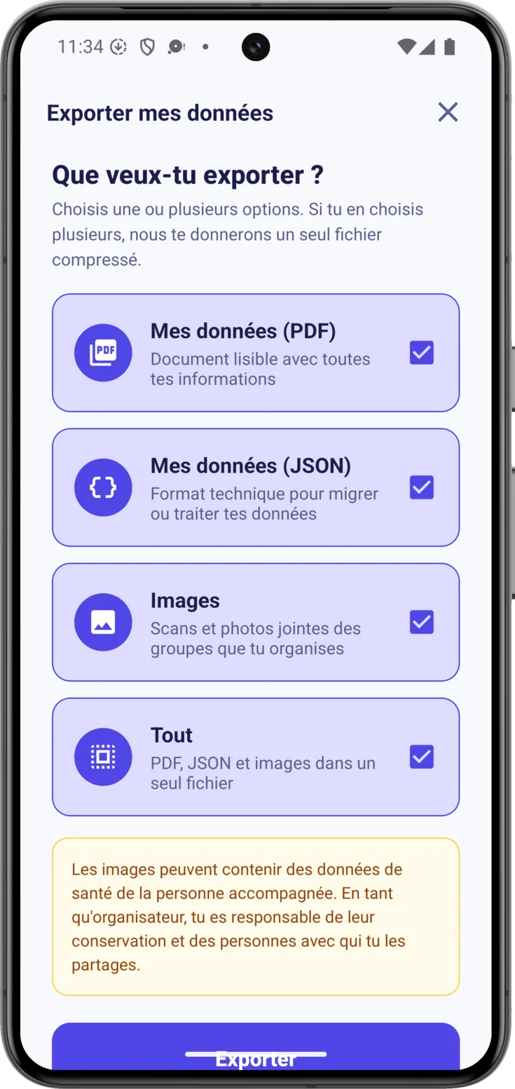 Exporter mes données