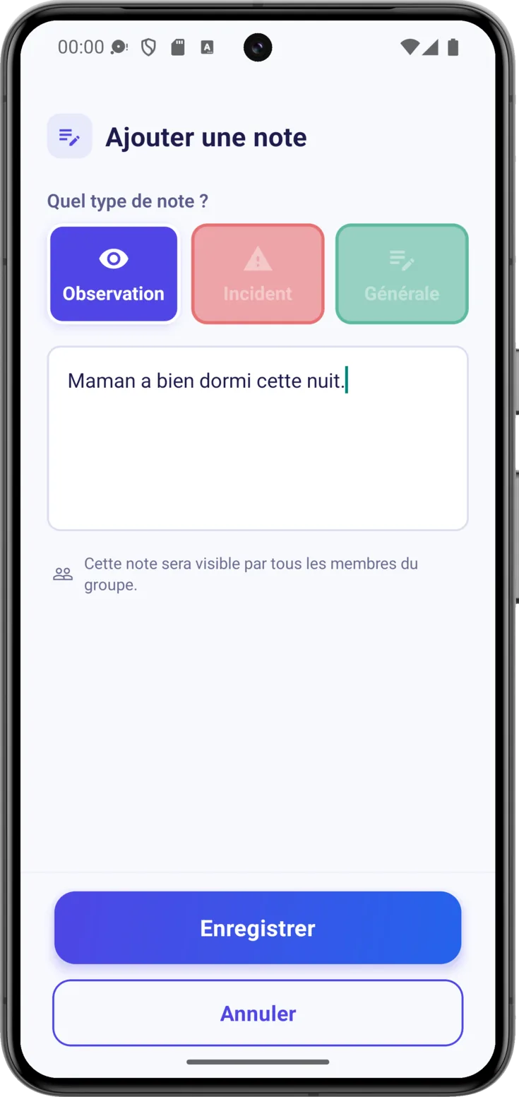 Écrire la note