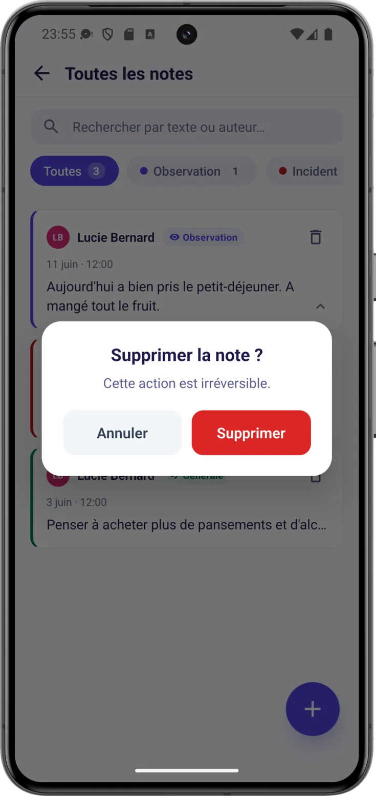 Supprimer la note