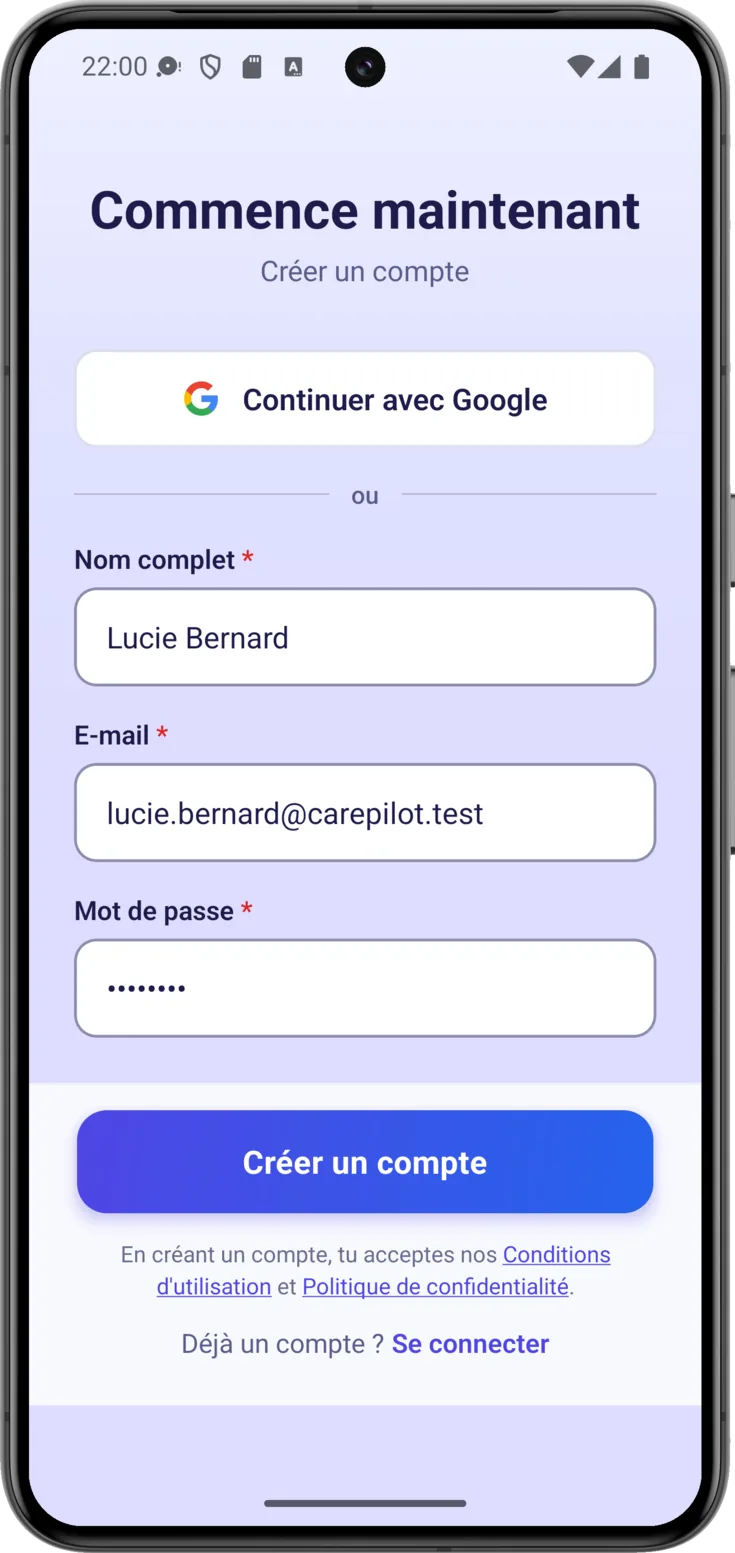 Bouton Créer un compte