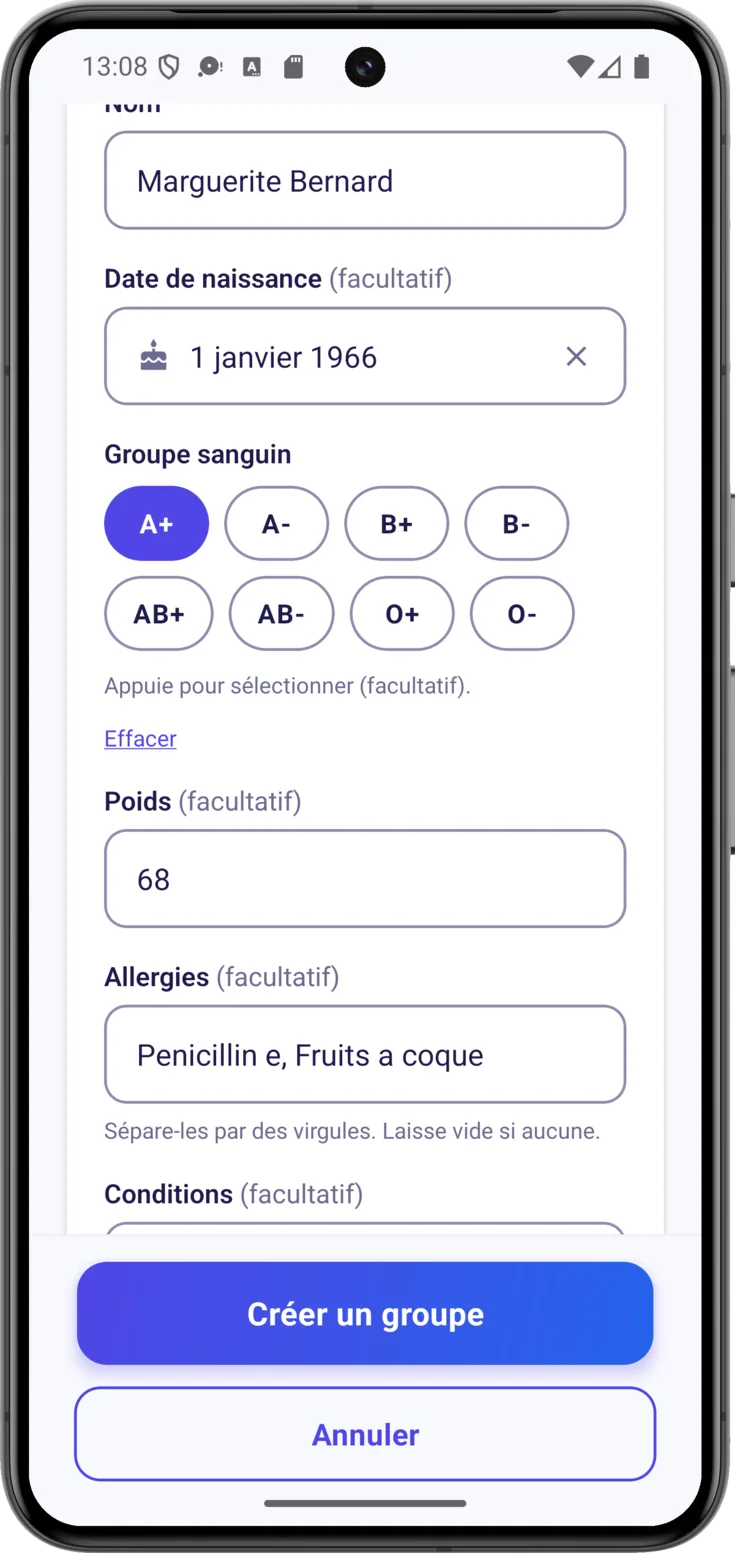 Bouton Créer un groupe