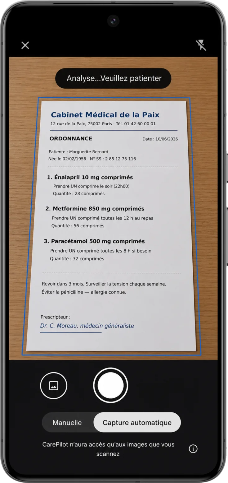 La caméra du scanner sur Android