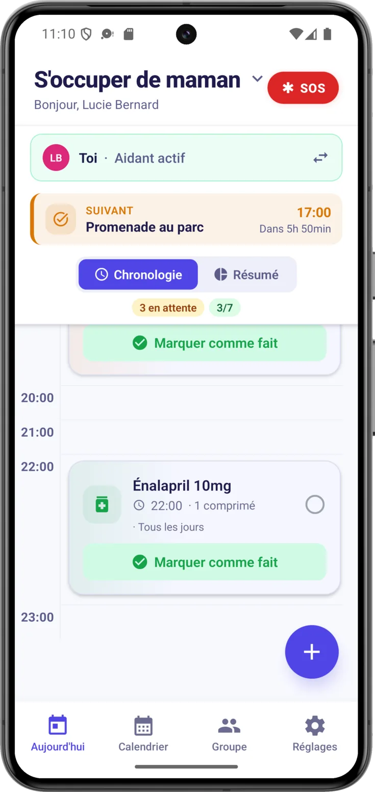 Bouton SOS dans Aujourd'hui