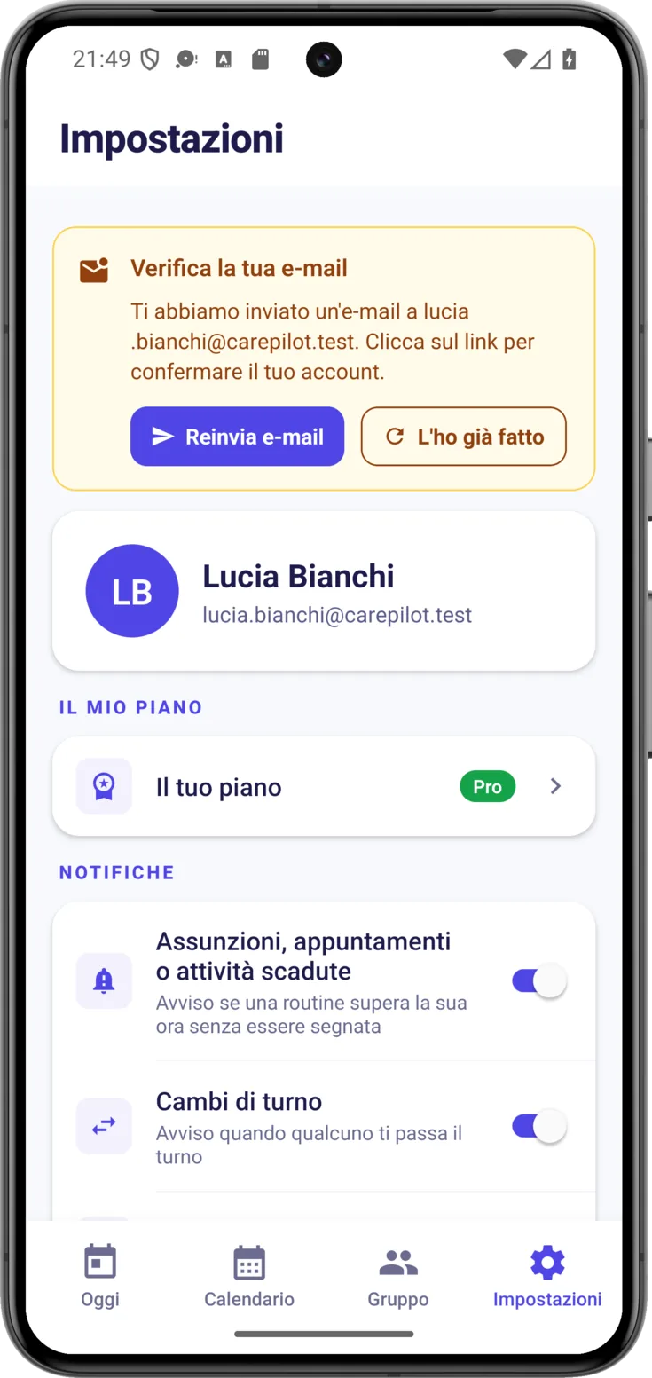 Verifica la tua e-mail