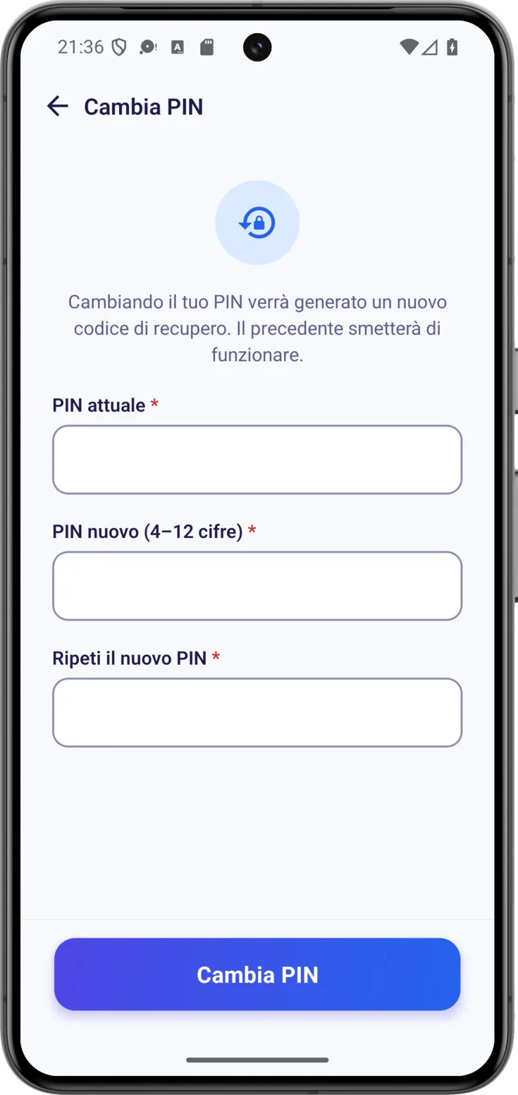 Cambia PIN