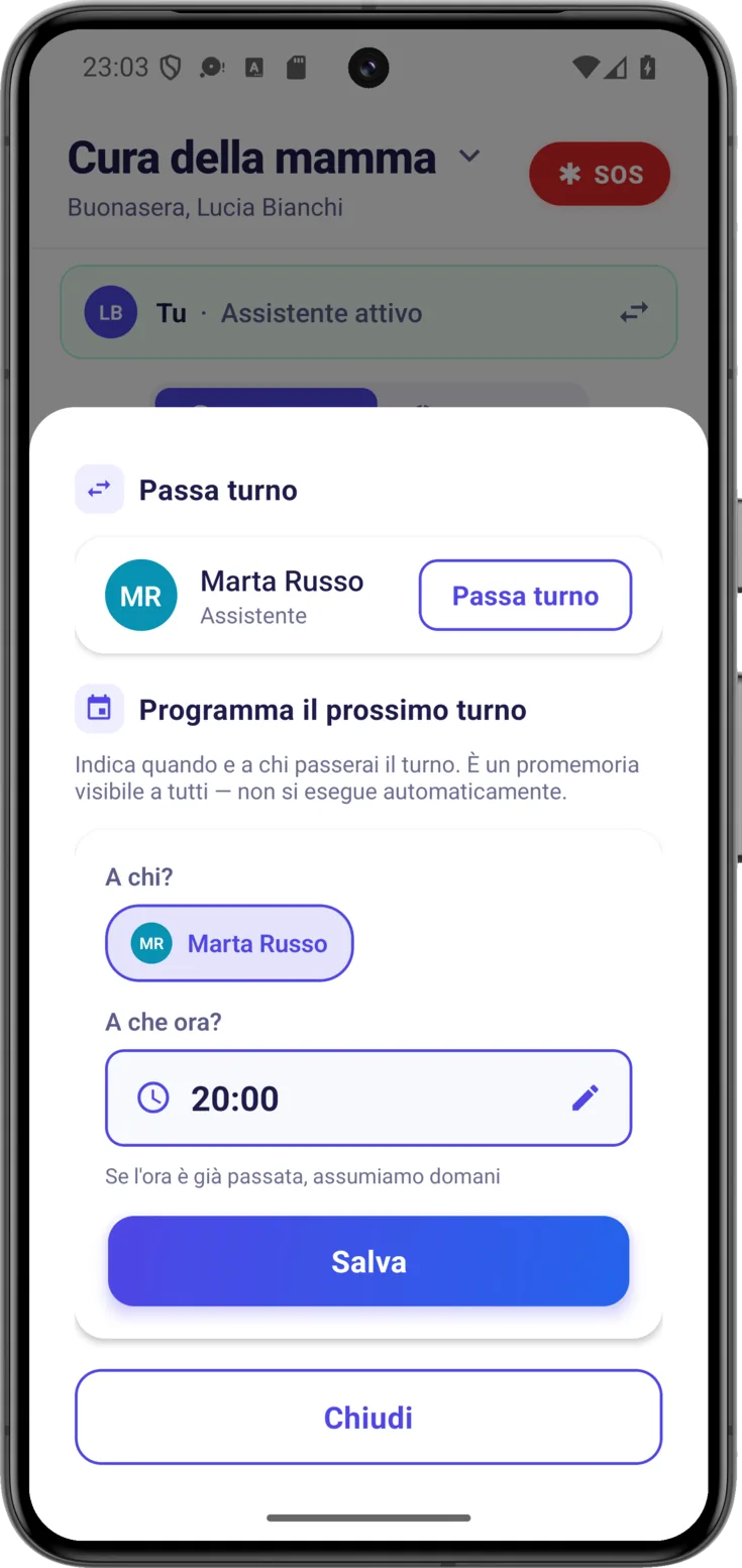 Programma il prossimo turno