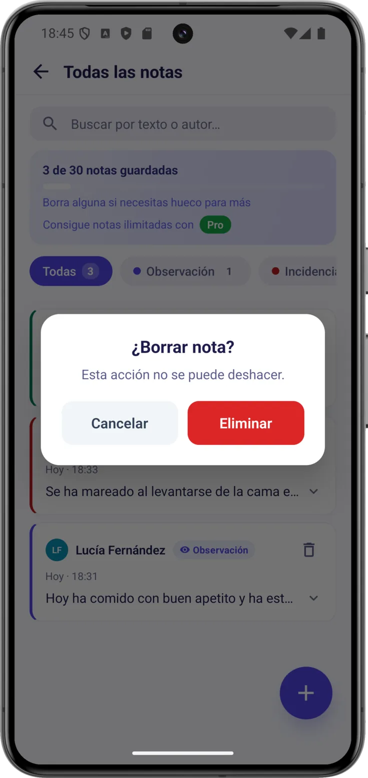 Borrar nota