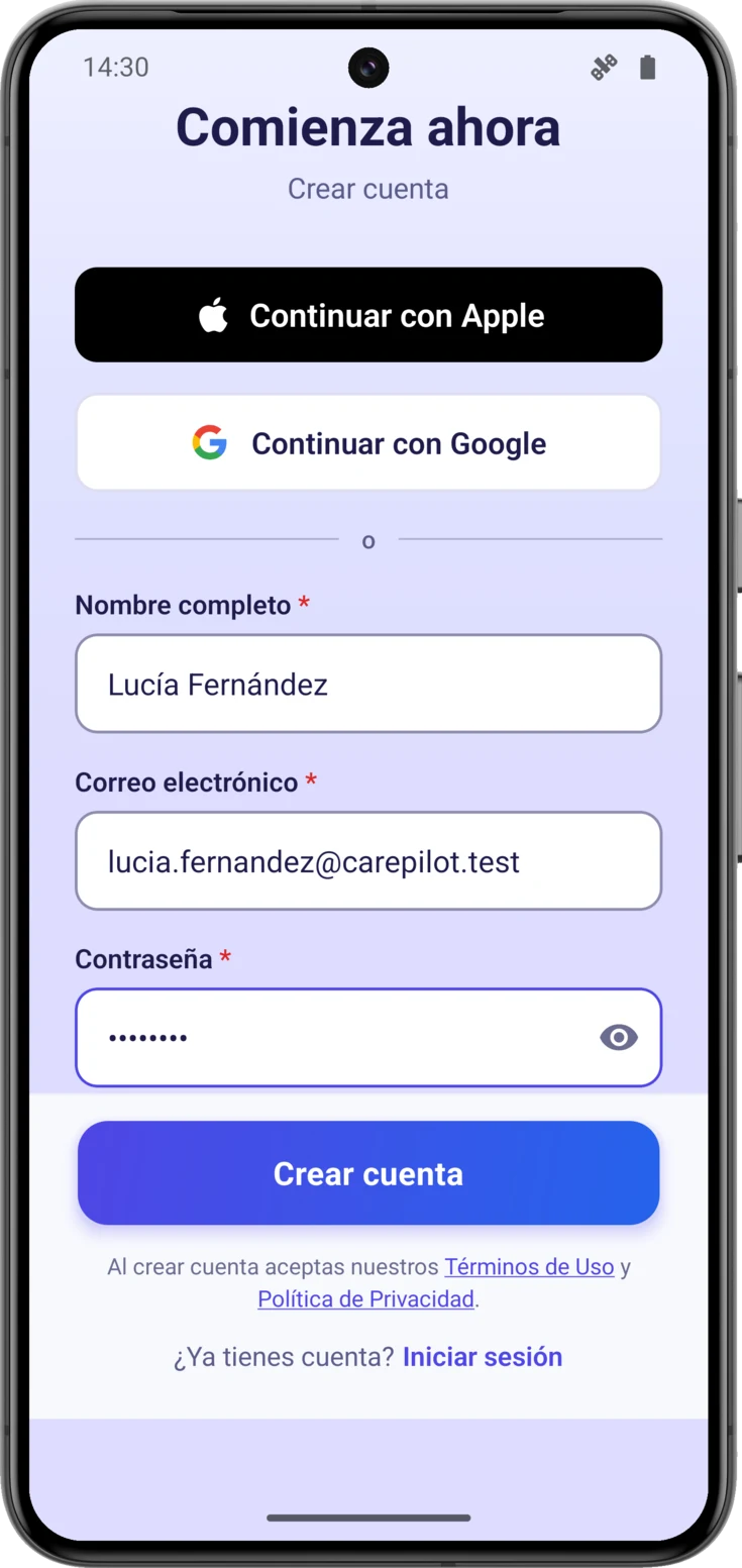 Botón Crear cuenta