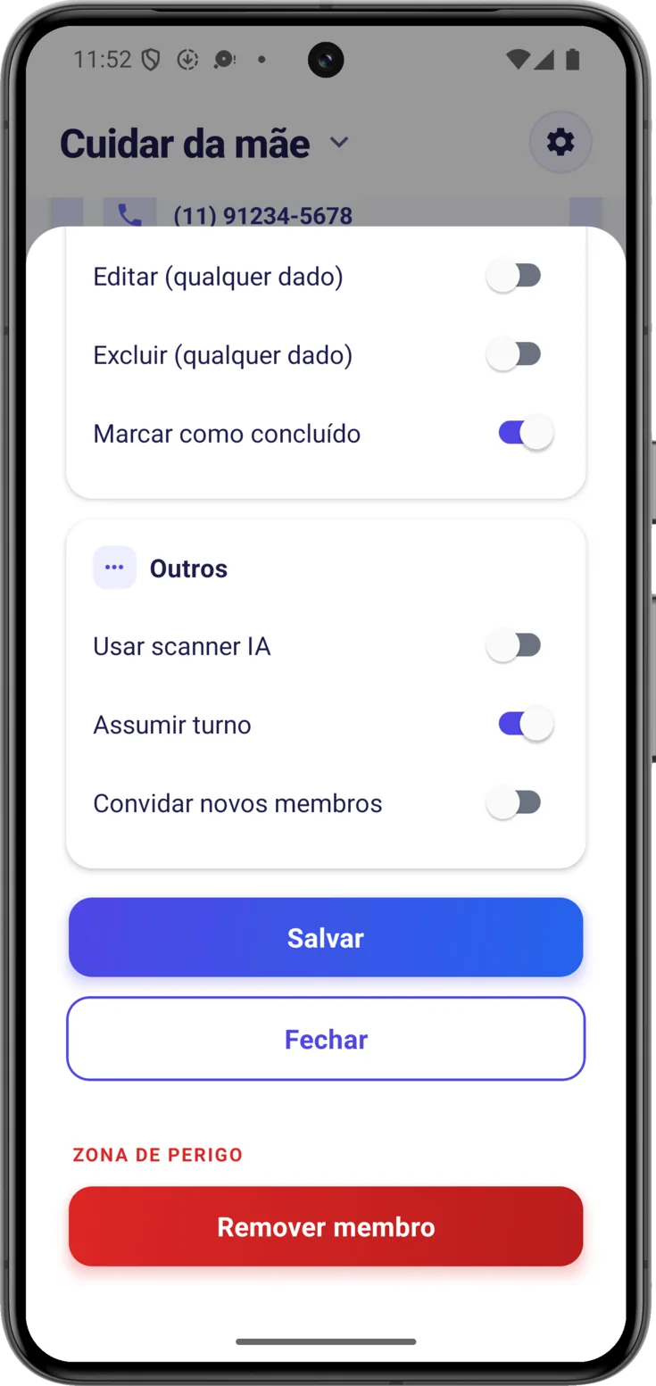 Salvar / Remover membro