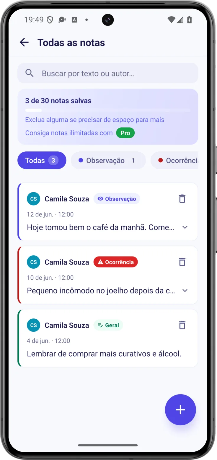 Lista de notas