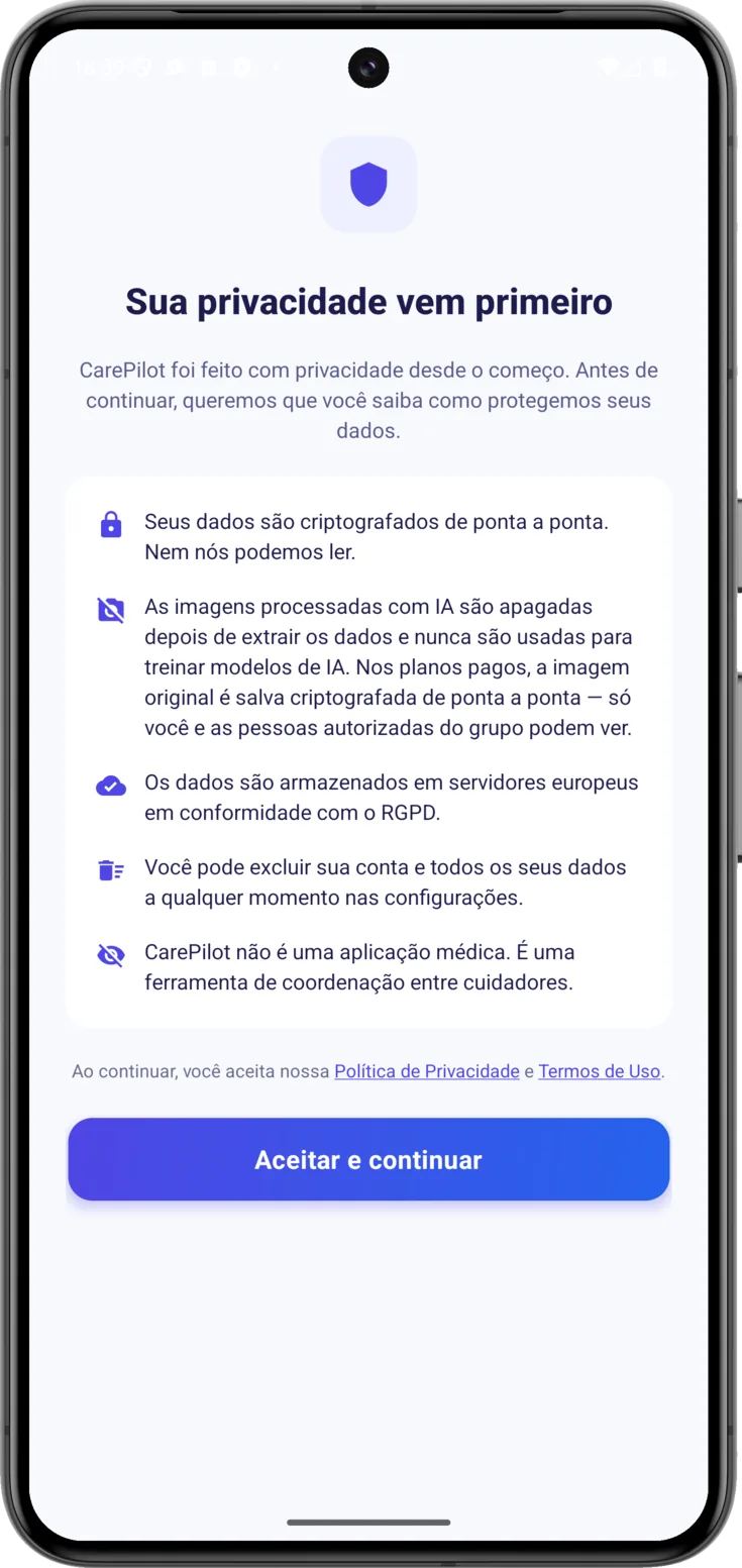 Sua privacidade vem primeiro