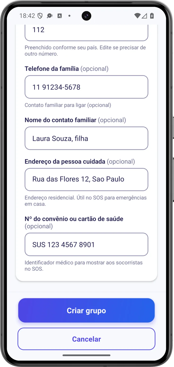 Botão Criar grupo