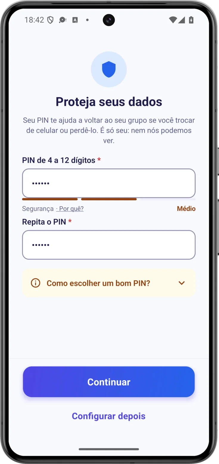Repita o PIN