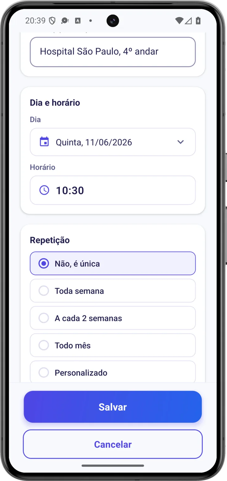 Dia e horário