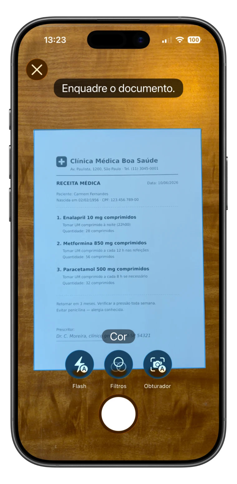 O escâner no iPhone