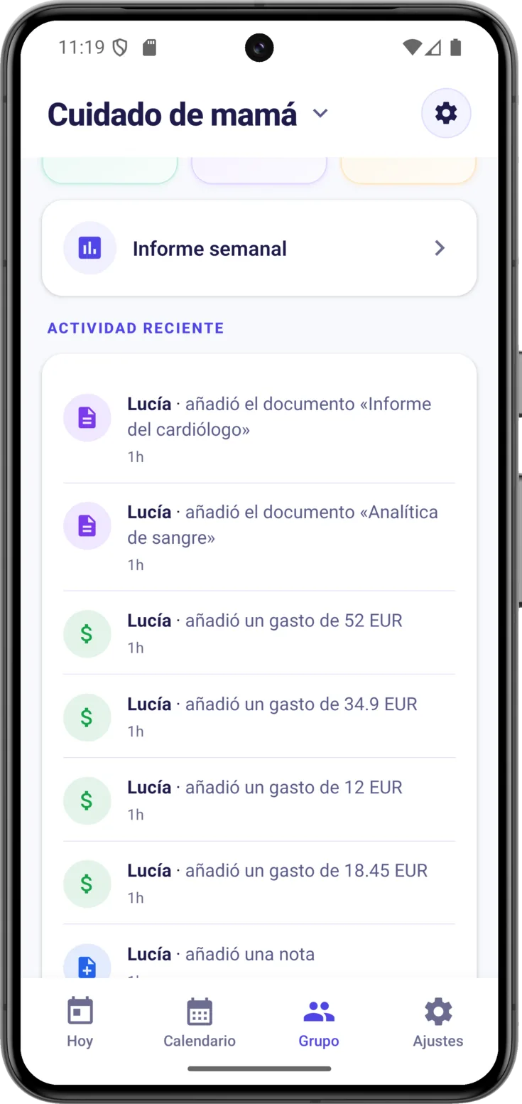 Informe semanal en Grupo
