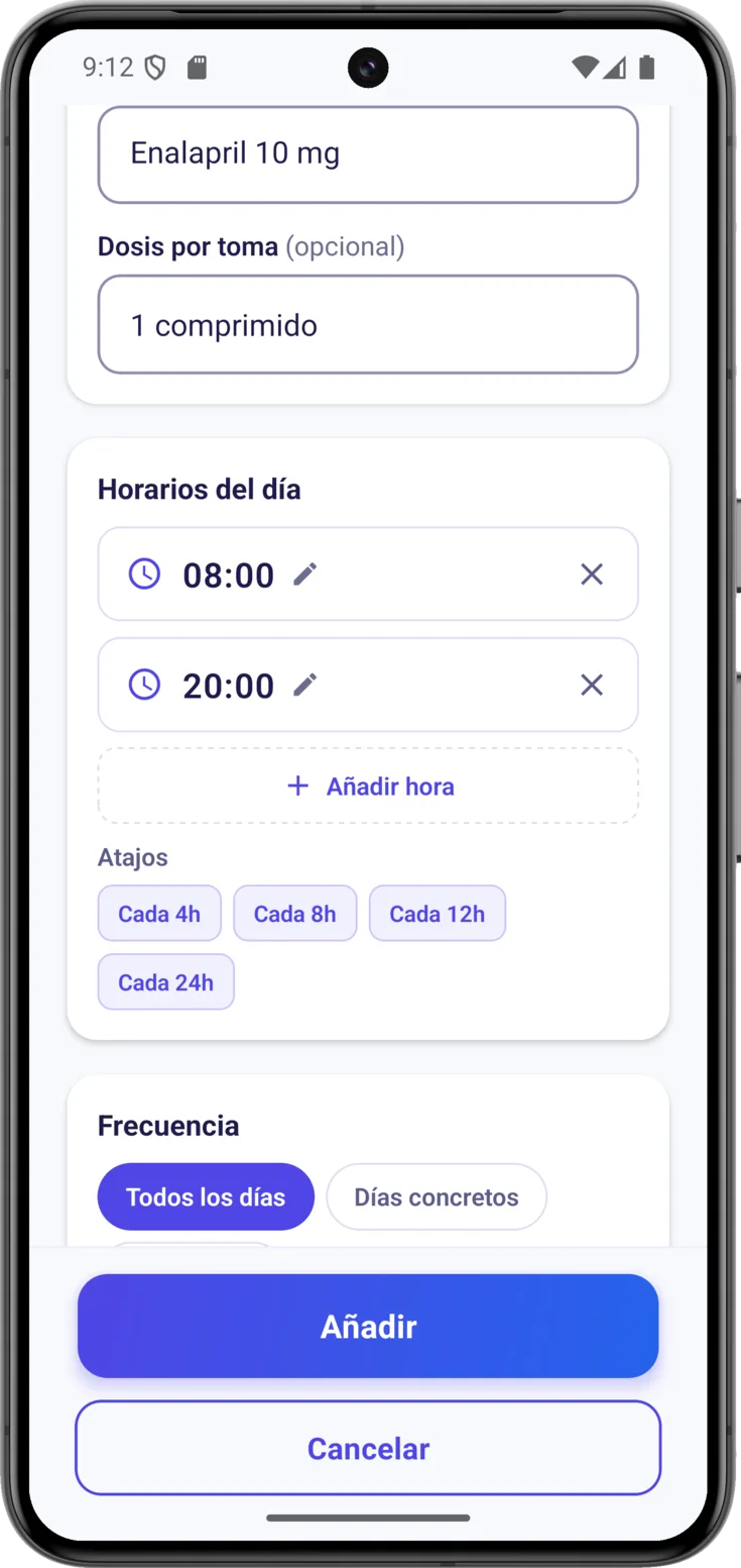 Horarios del día