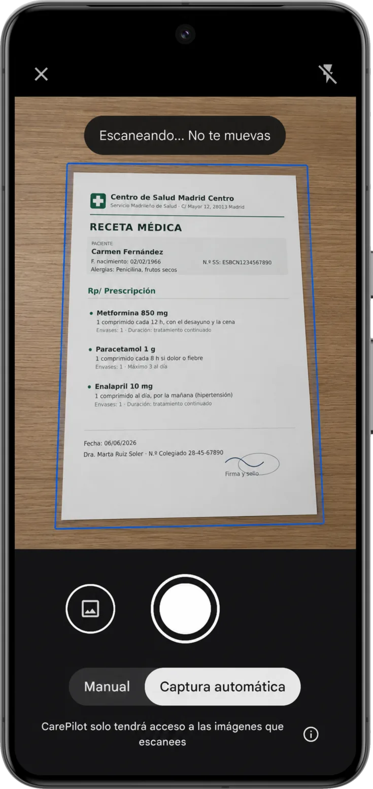 La cámara del escáner en Android